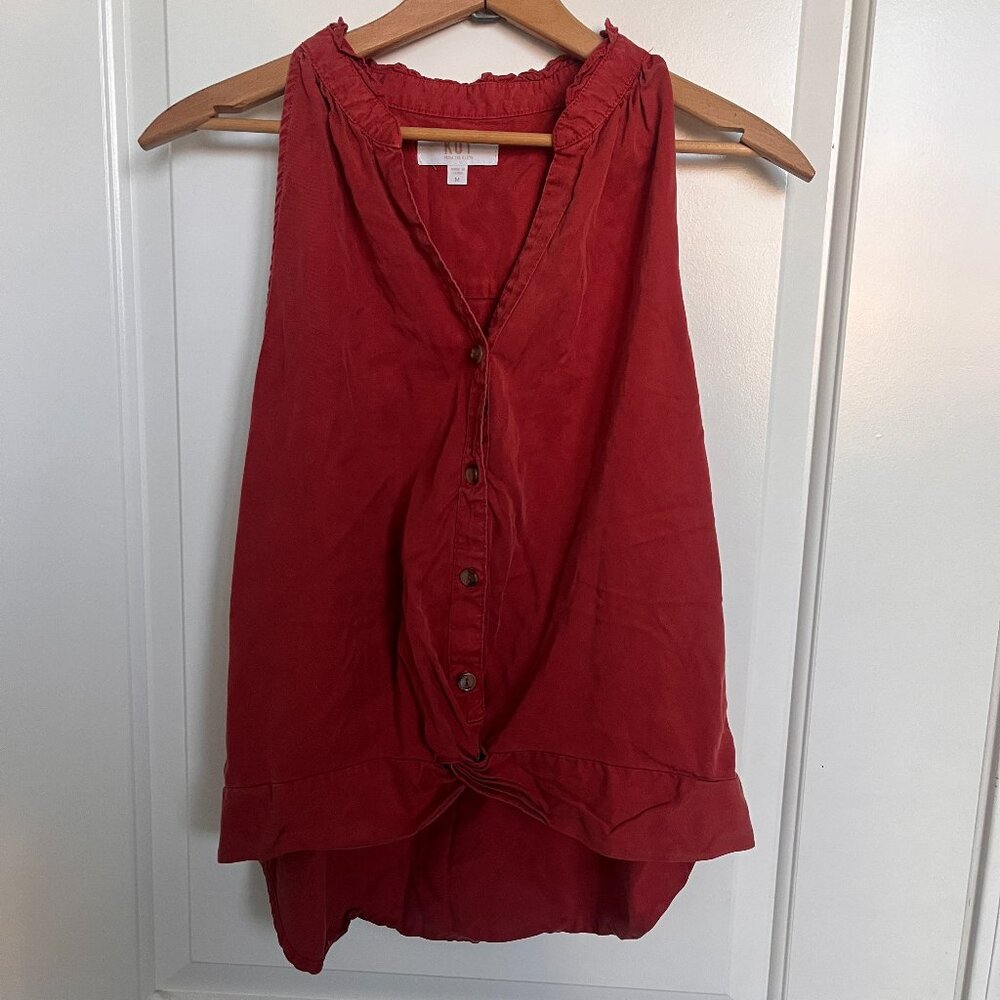 Kut from the Kloth Halter Top Terracotta Twist Bottwn Ruffle Top sz M